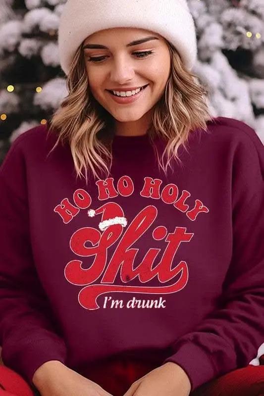 Ho Ho Ho Holy Shit Graphic Fleece Sweatshirts - Love Salve